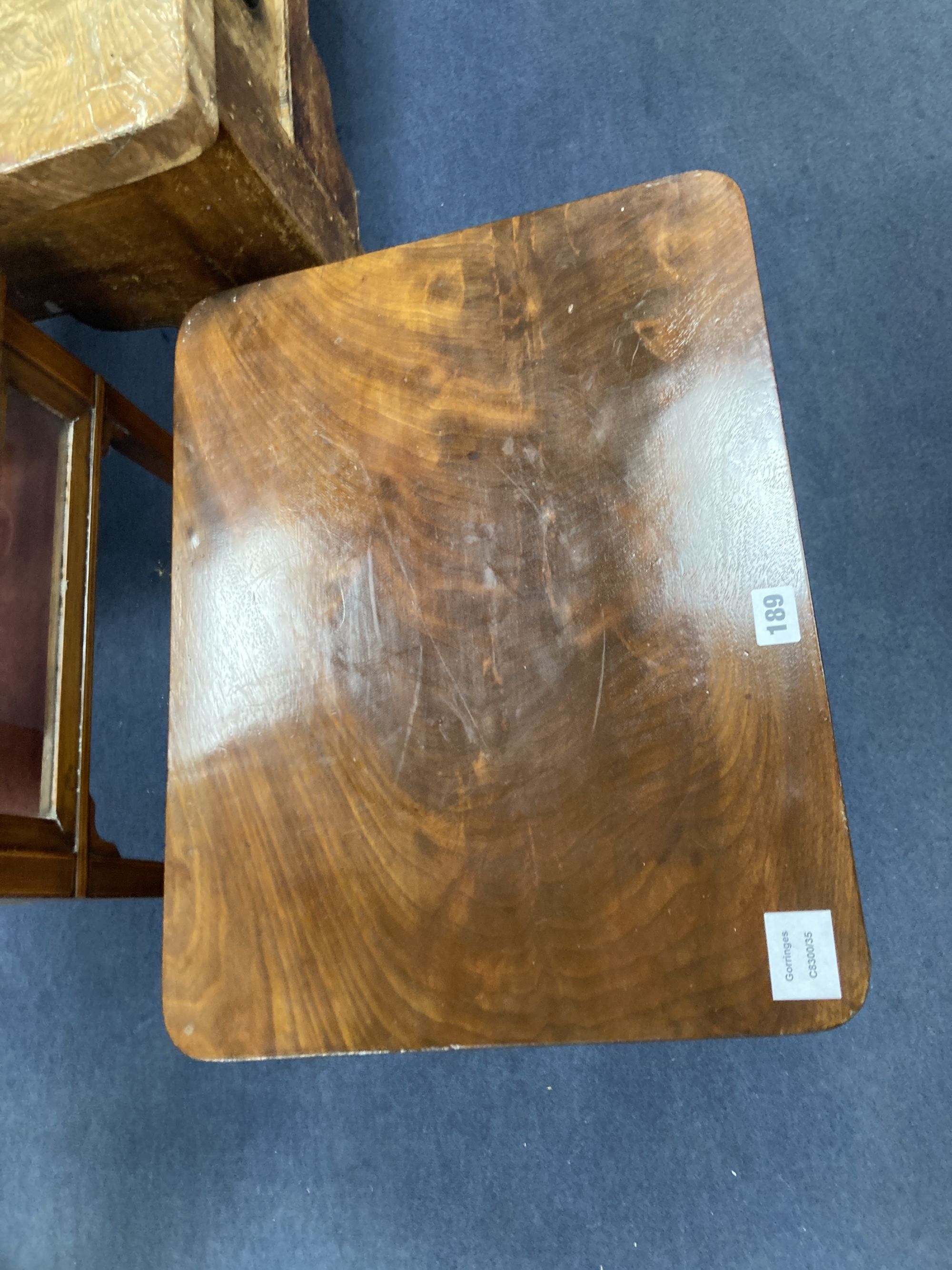 A Victorian mahogany occasional table, width 49cm depth 38cm height 68cm